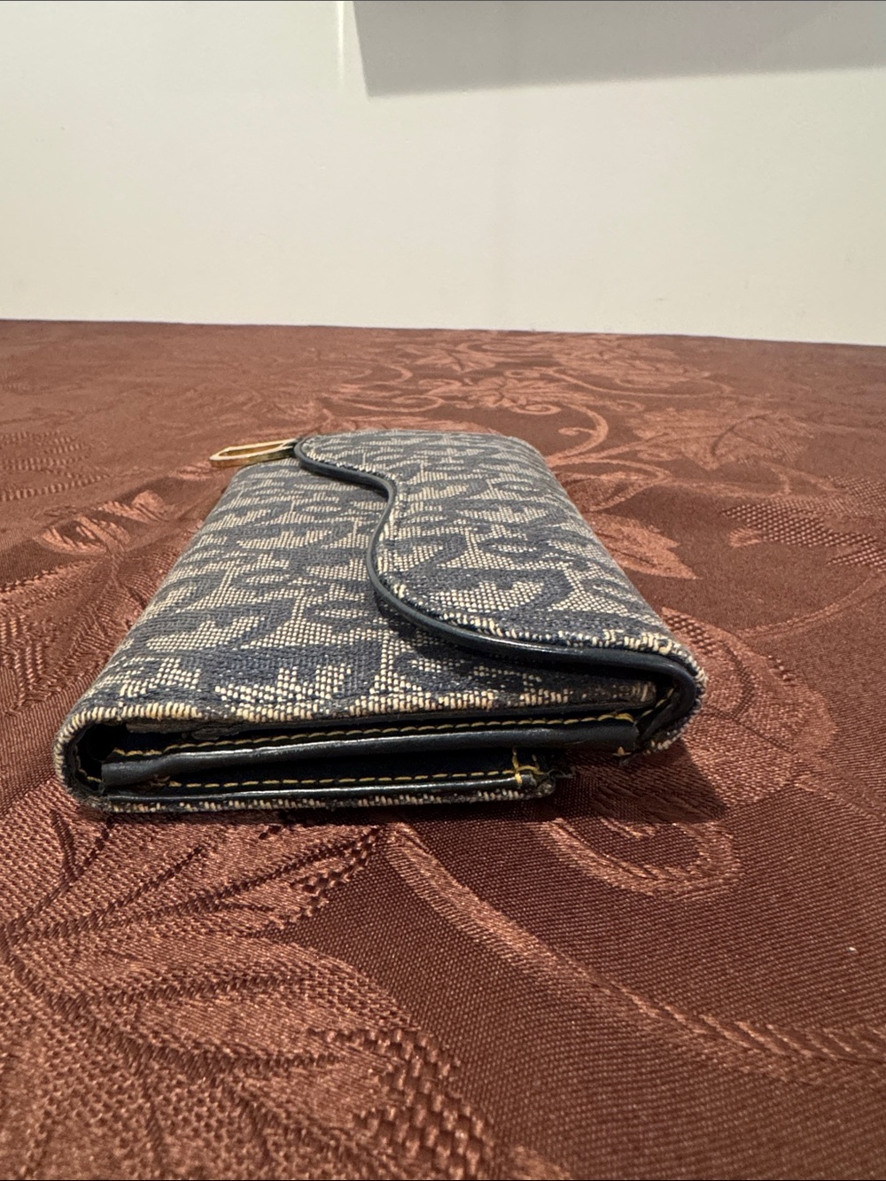 Dior Navy/Beige Oblique Canvas Saddle Wallet - Picture 9 of 15